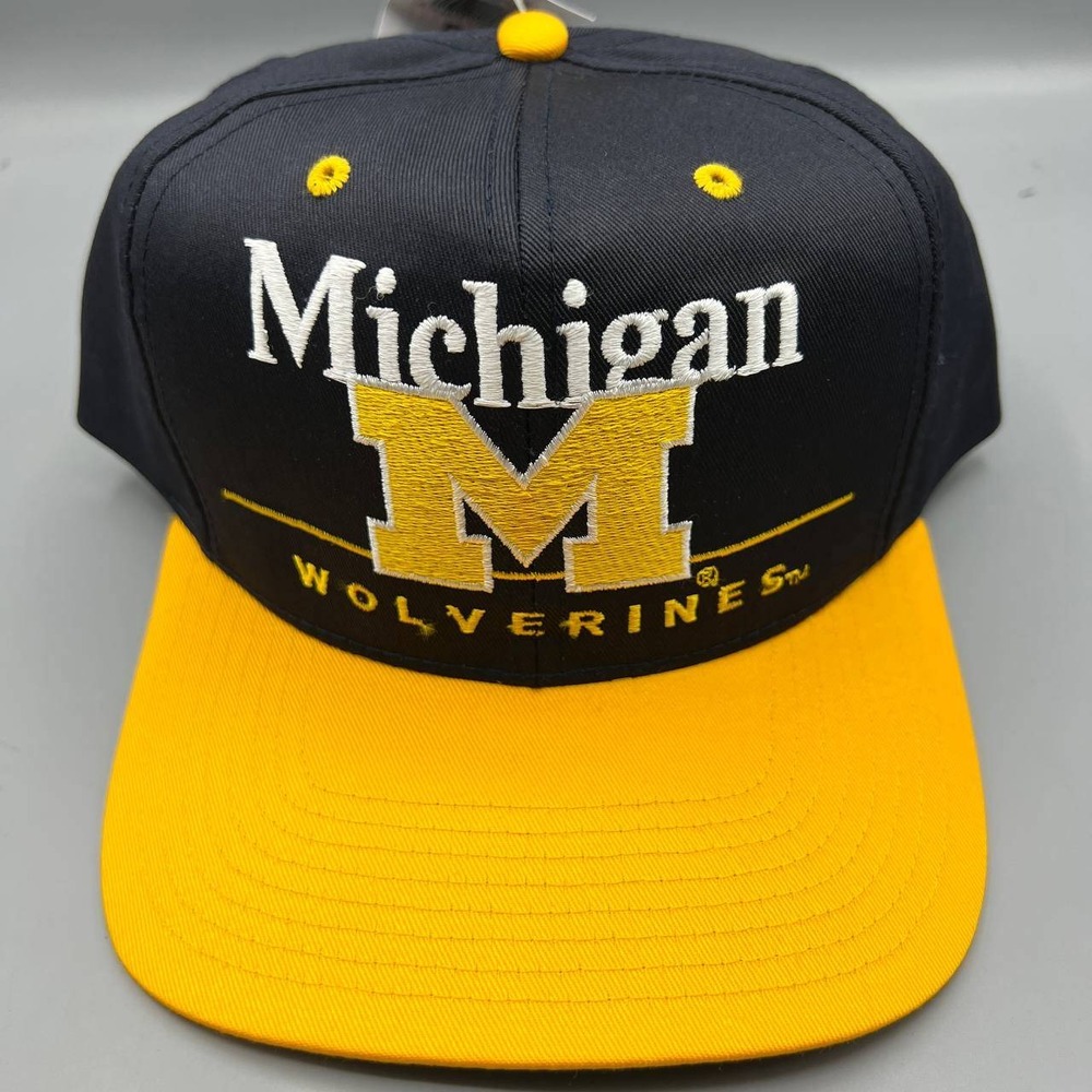 Vintage‎ Michigan Wolverines Hat Men Black Twins Enterprise Snap Back Cap New